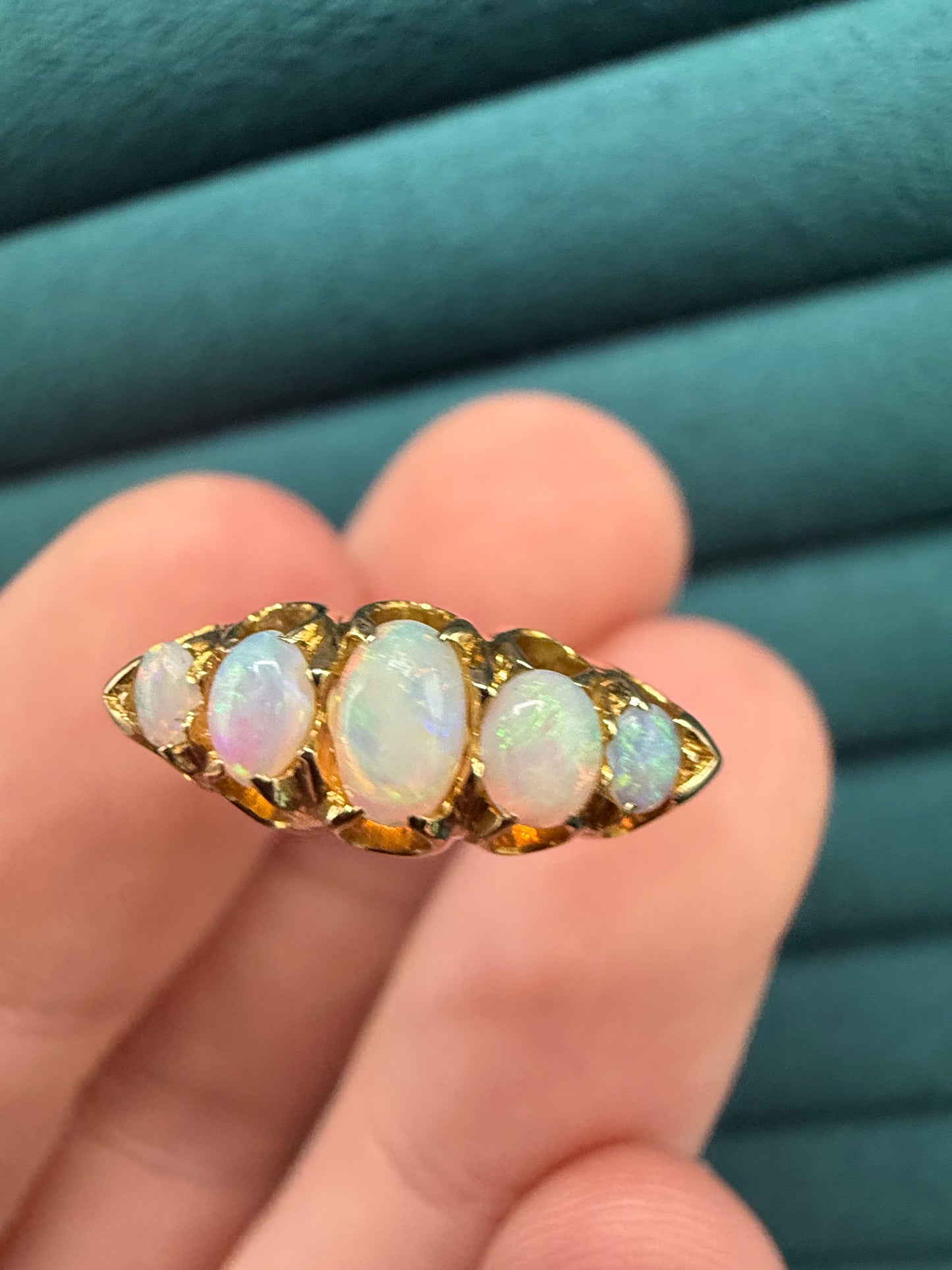 18ct gold opal boat ring antique