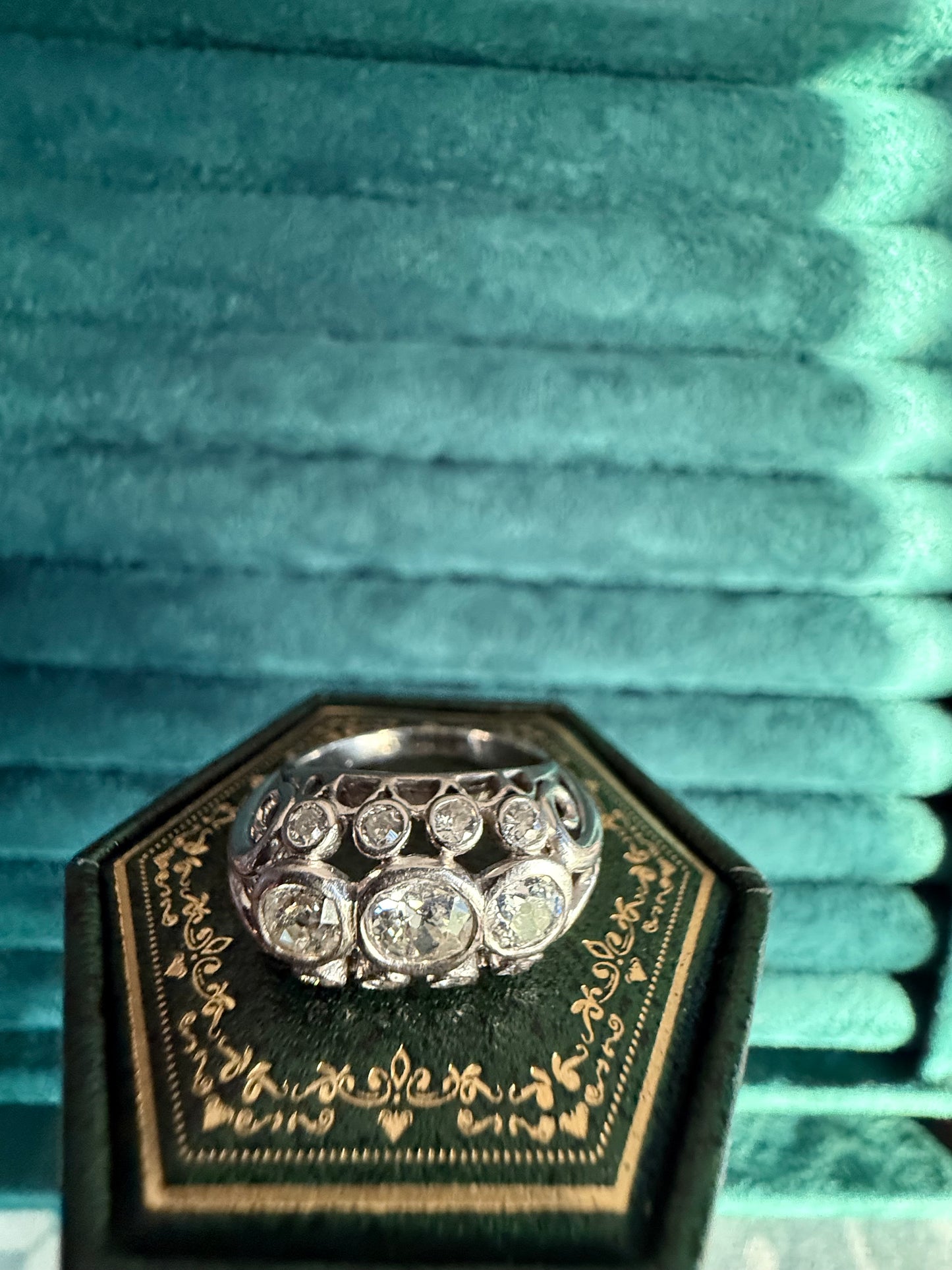 18ct white gold diamond tank ring