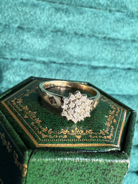 9ct gold diamond cluster ring