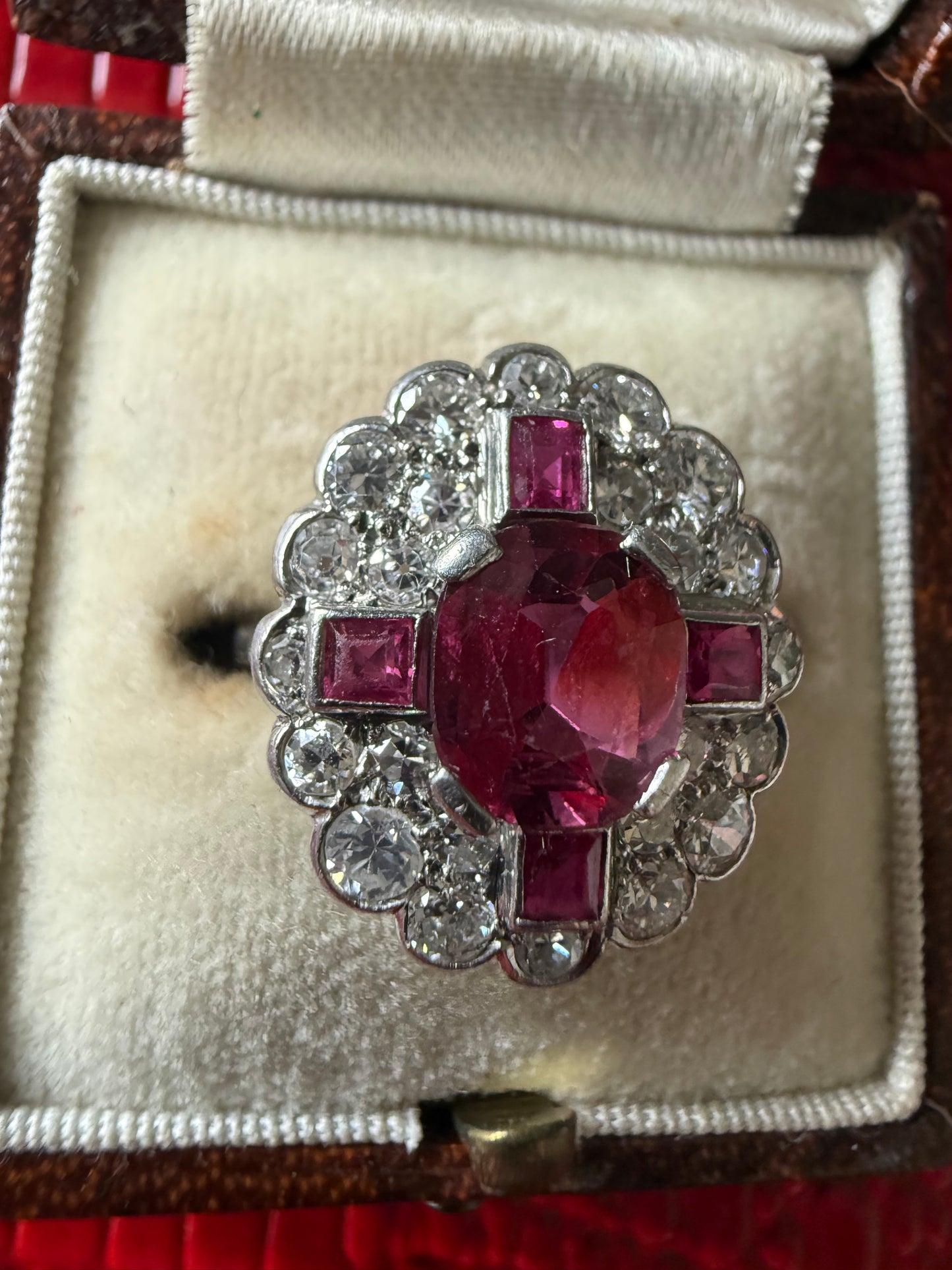 Art deco ruby and diamond ring