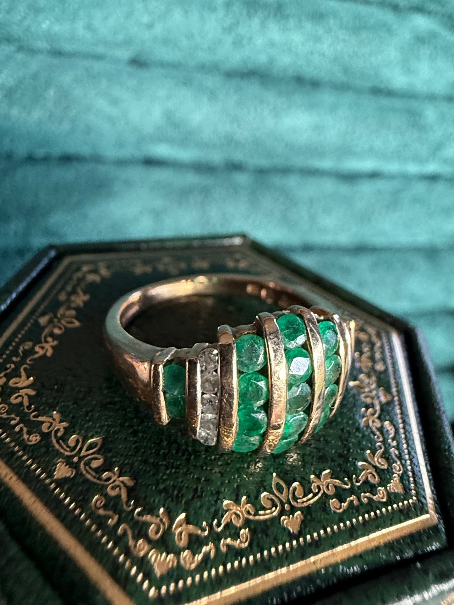 9ct gold Emerald and diamond ring