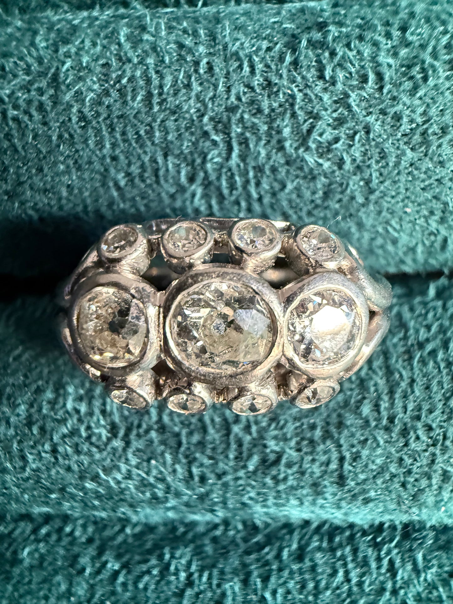 18ct white gold diamond tank ring