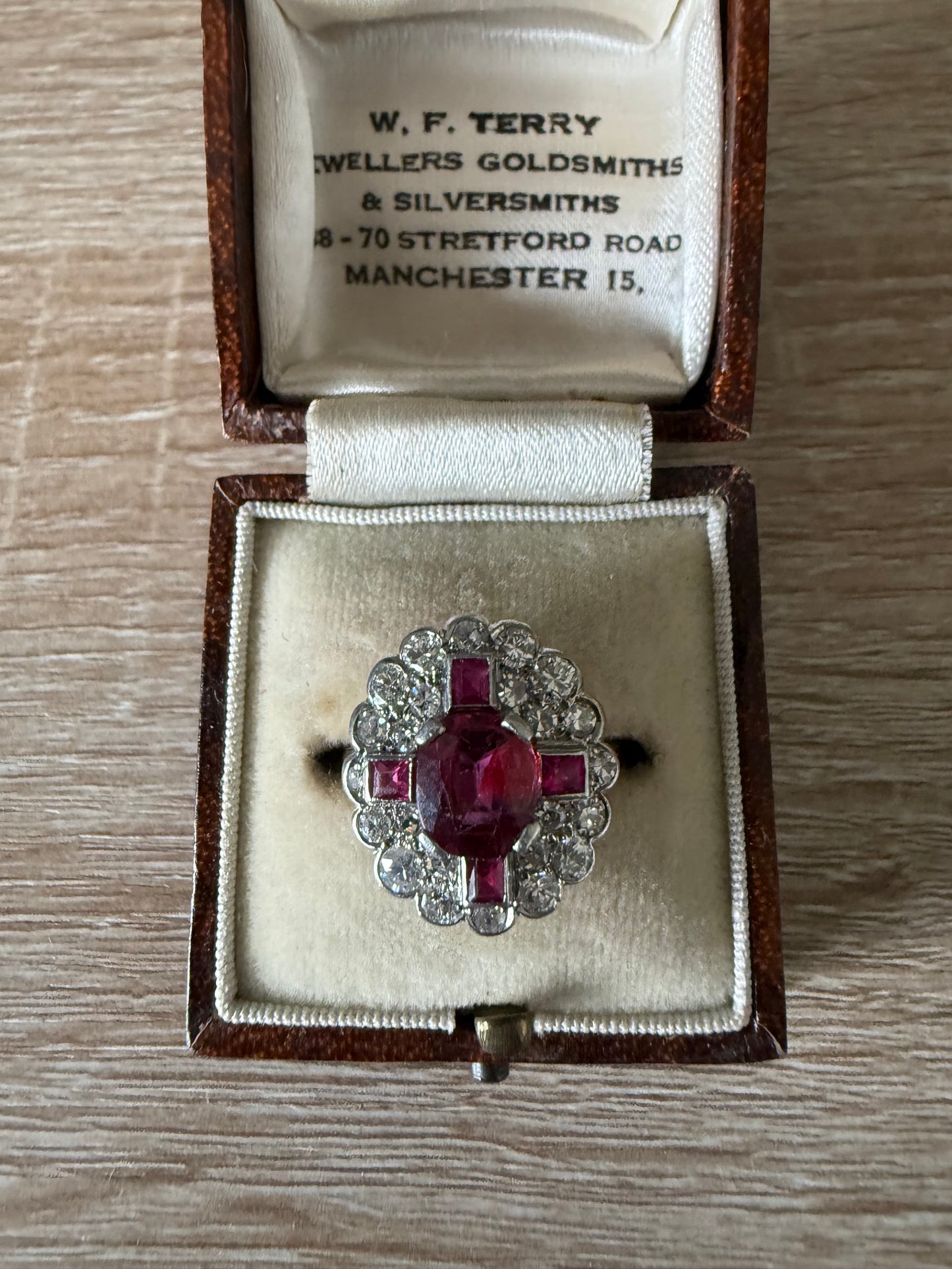 Art deco ruby and diamond ring