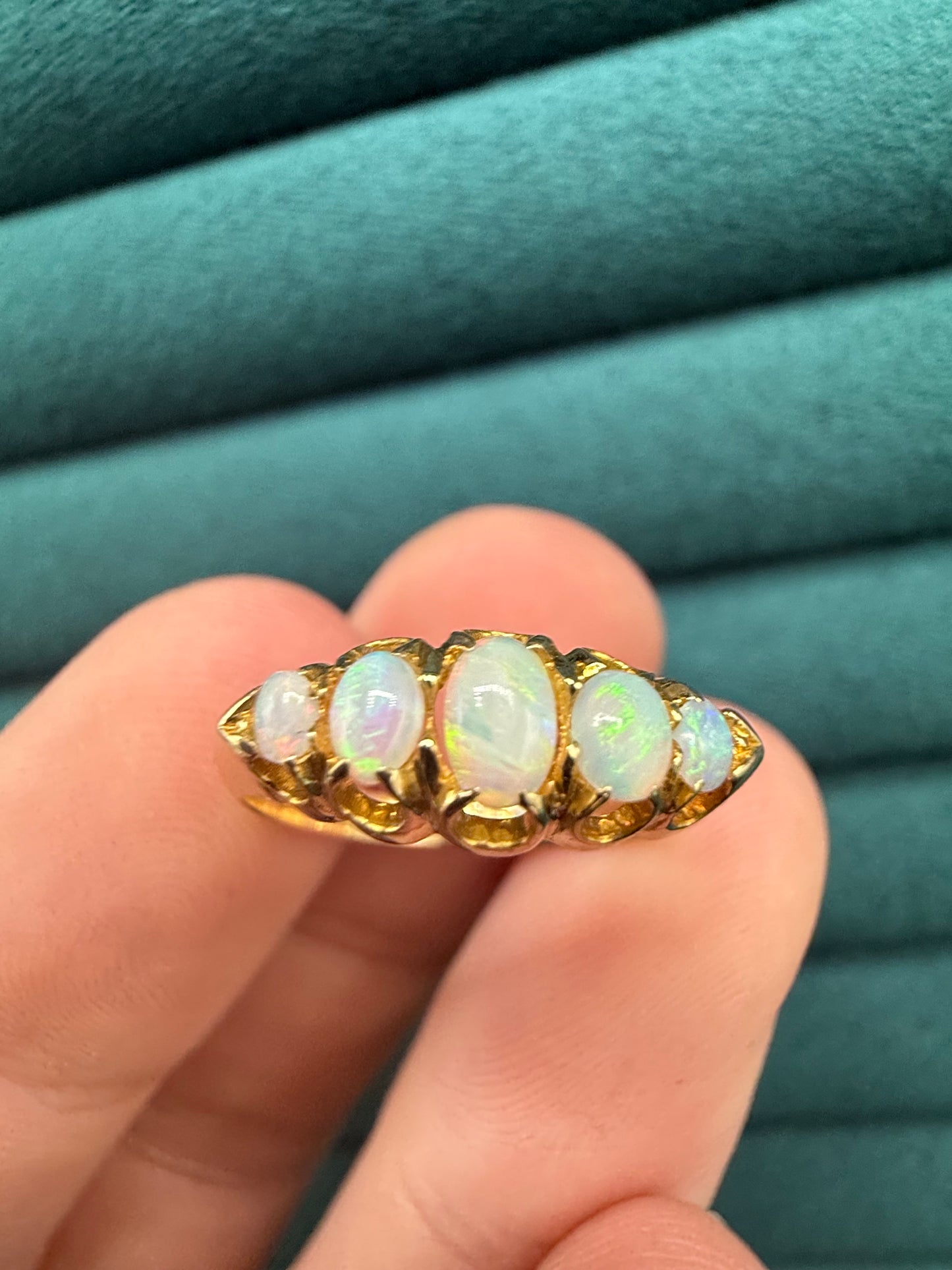 18ct gold opal boat ring antique