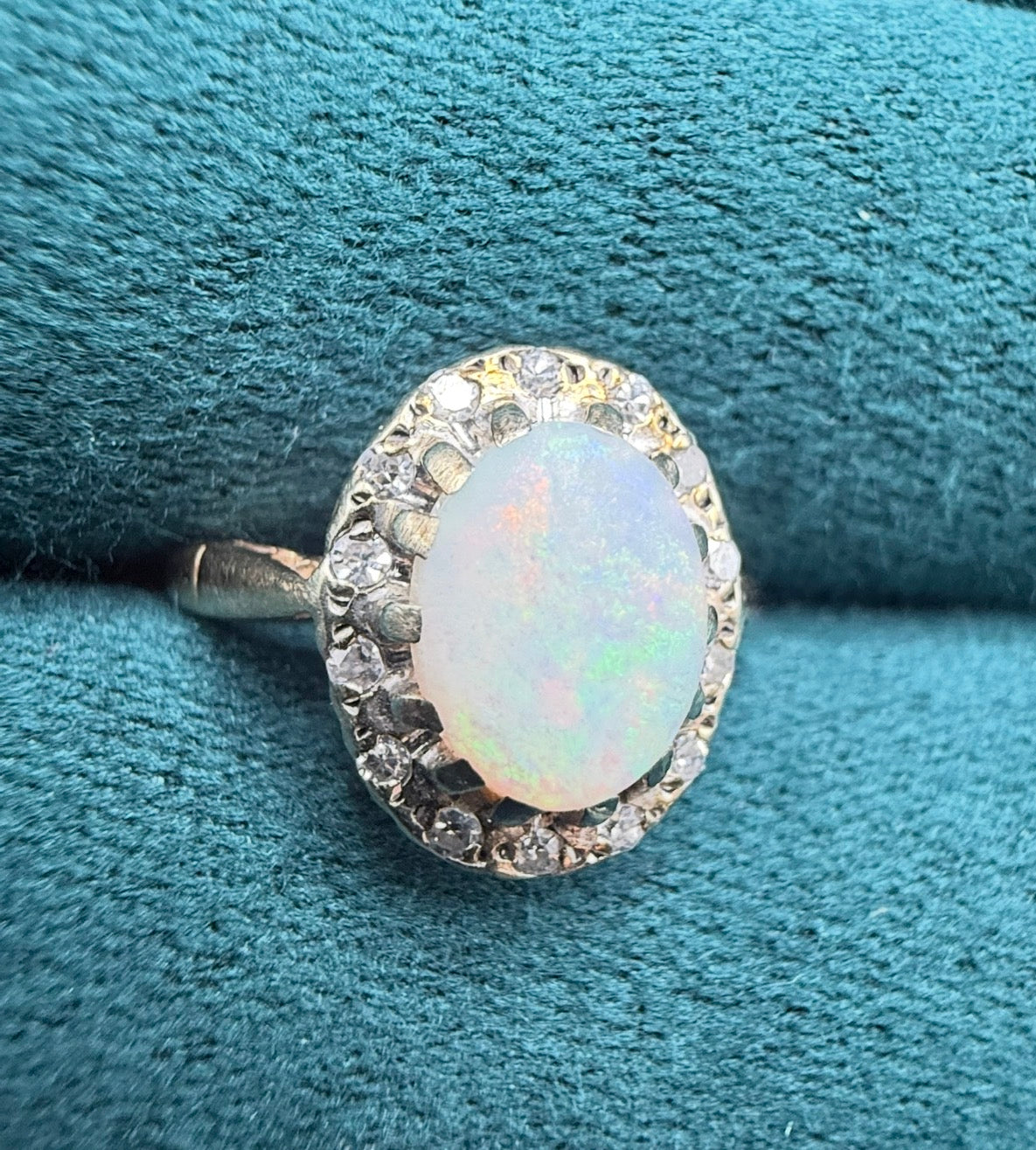 9ct gold opal and diamond ring