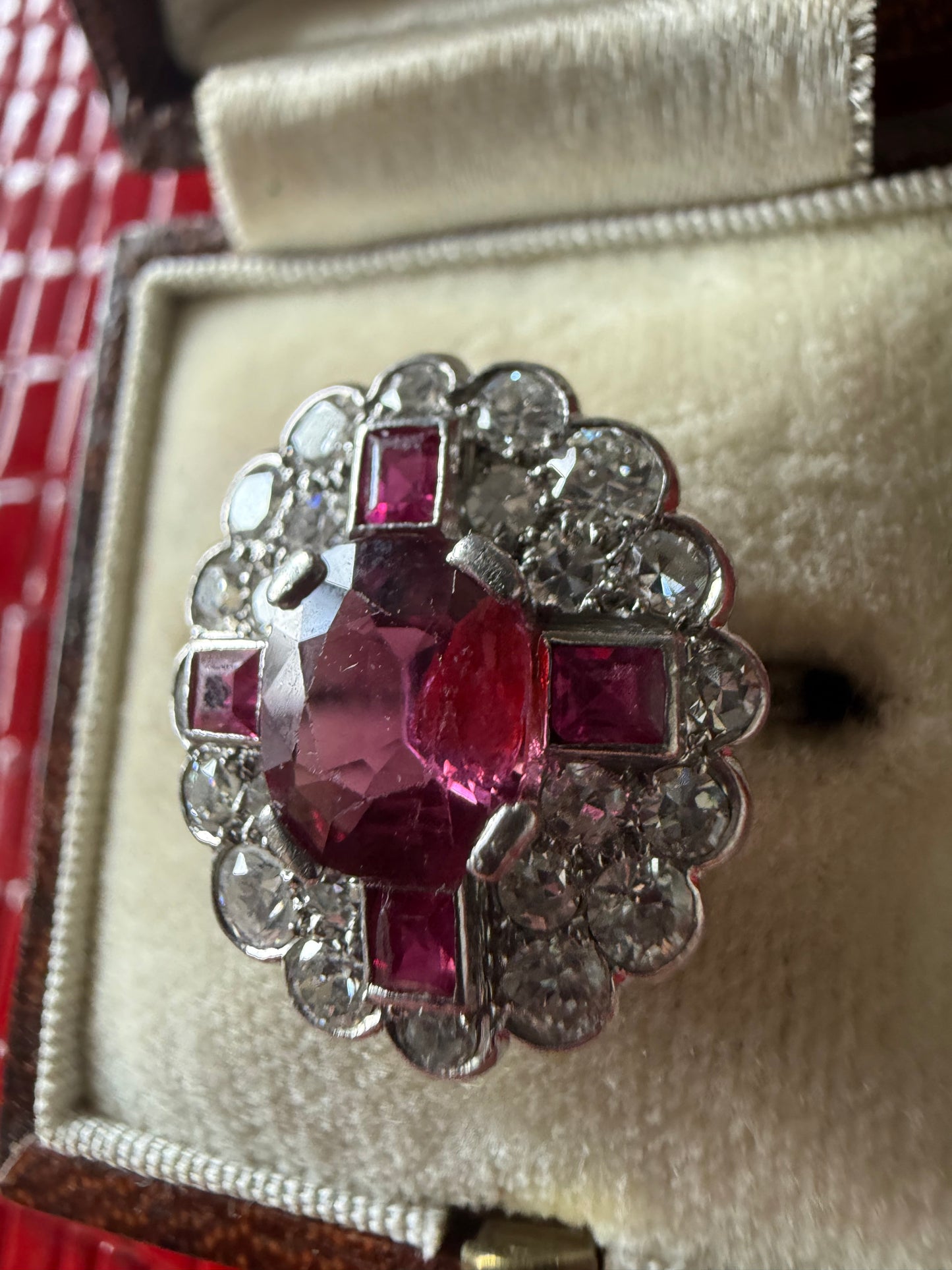 Art deco ruby and diamond ring