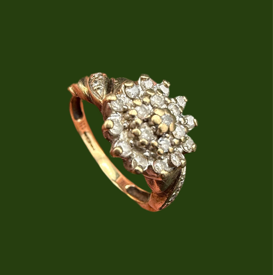 9ct gold diamond cluster ring