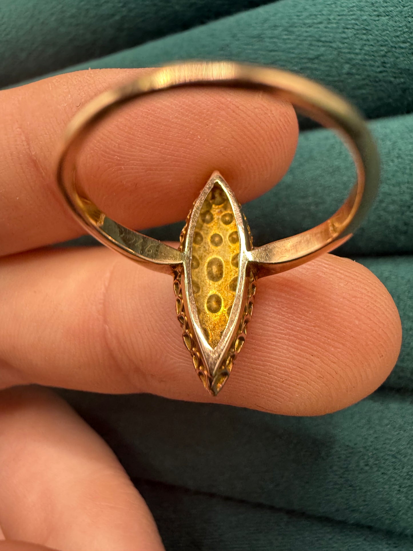15ct gold rose cut diamond kite shape ring antuiqe