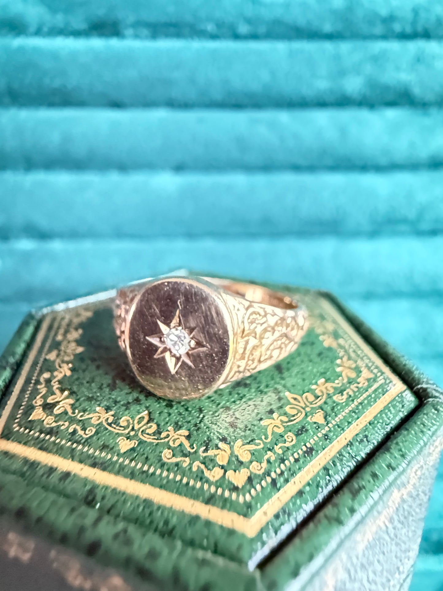 9ct gold diamond signet ring