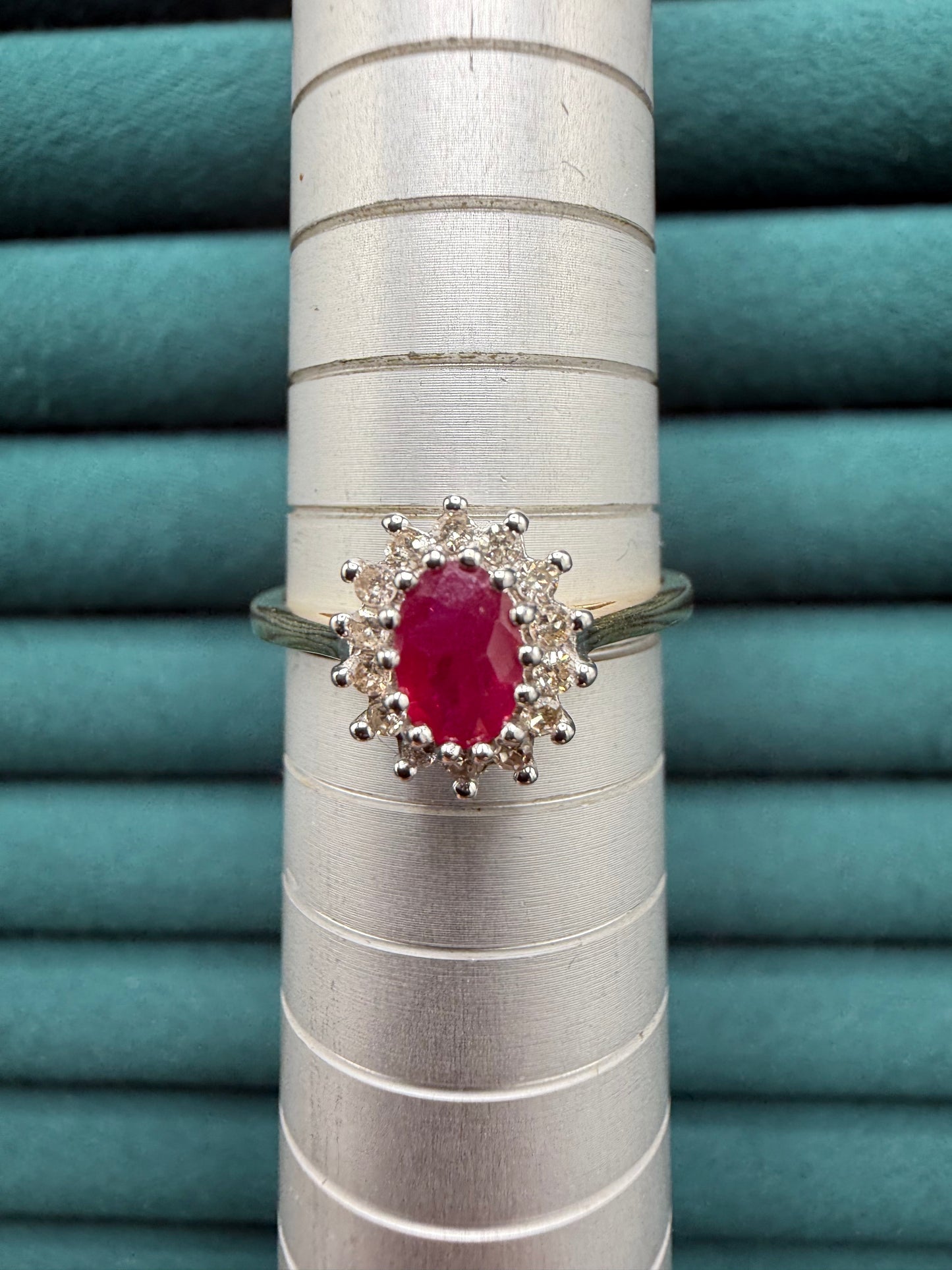 9ct gold ruby and diamond ring