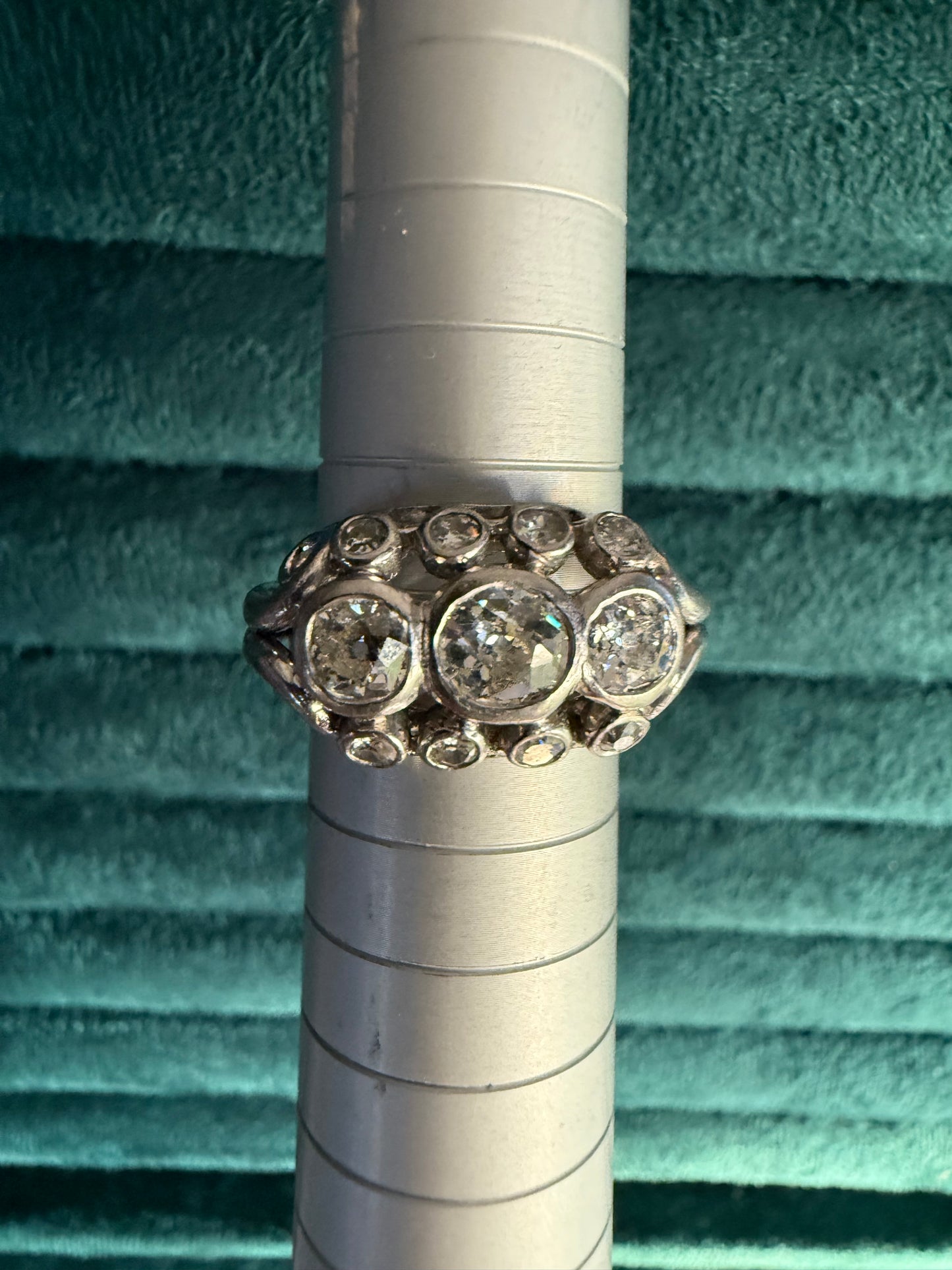 18ct white gold diamond tank ring