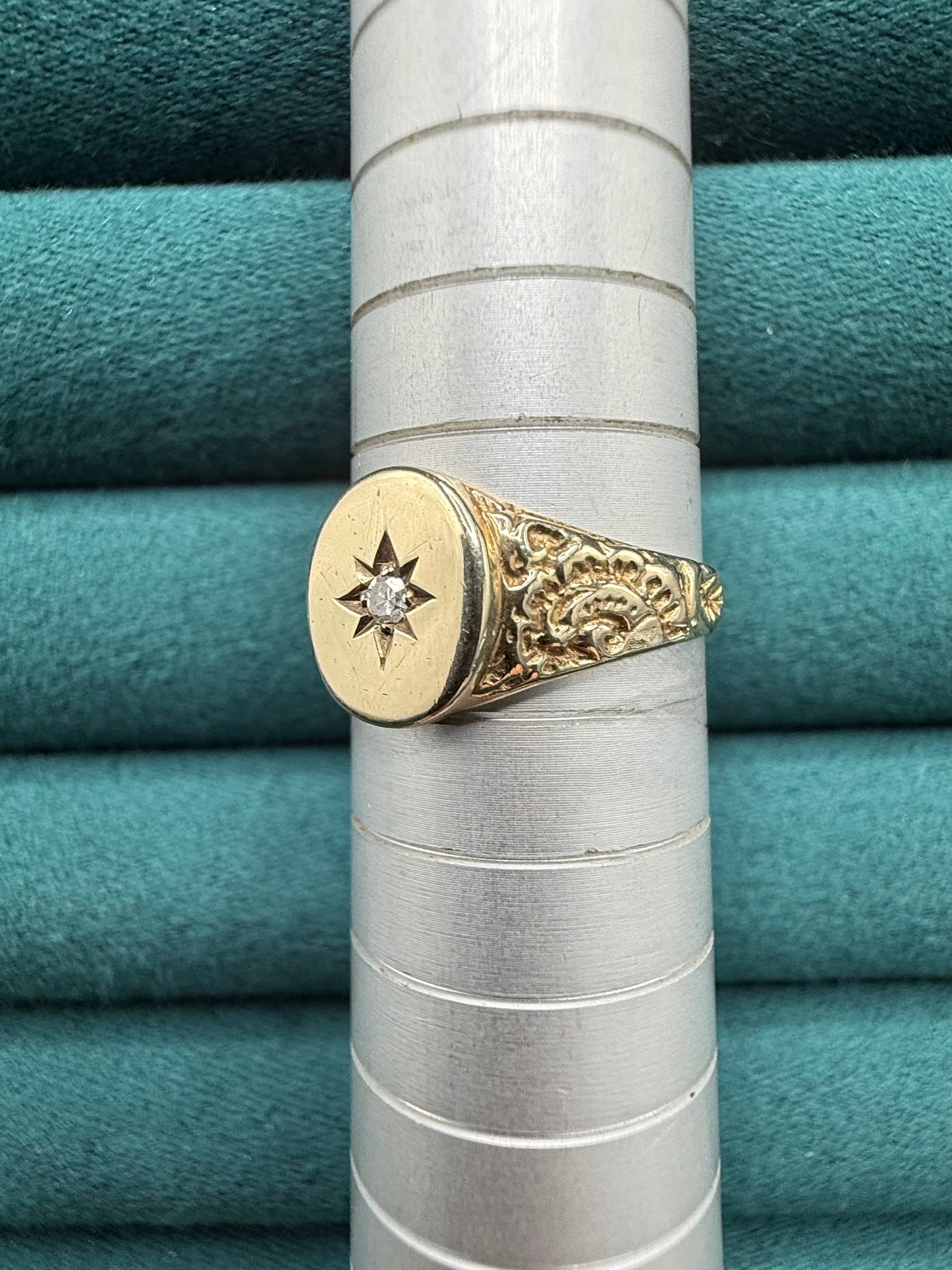 9ct gold diamond signet ring