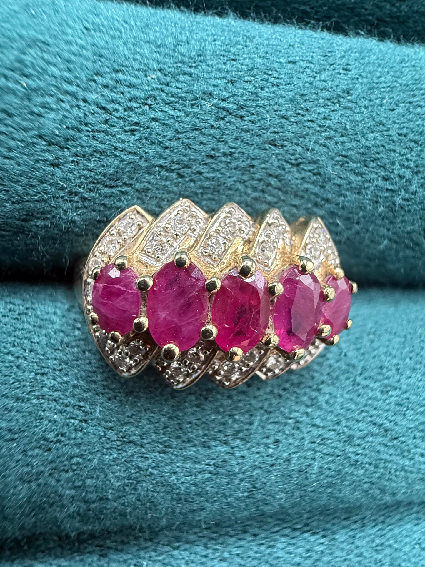 9ct gold ruby and diamond ring