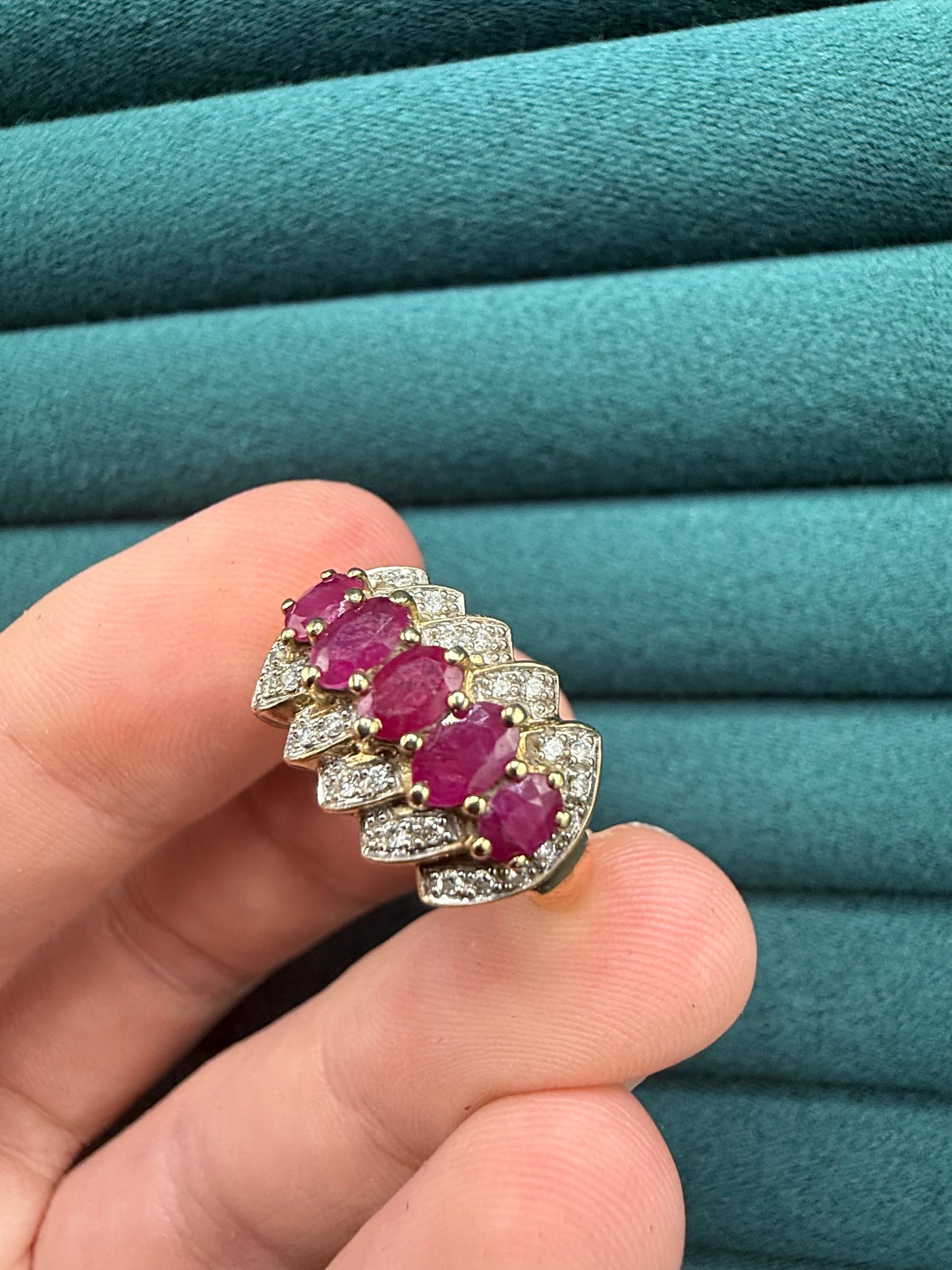 9ct gold ruby and diamond ring