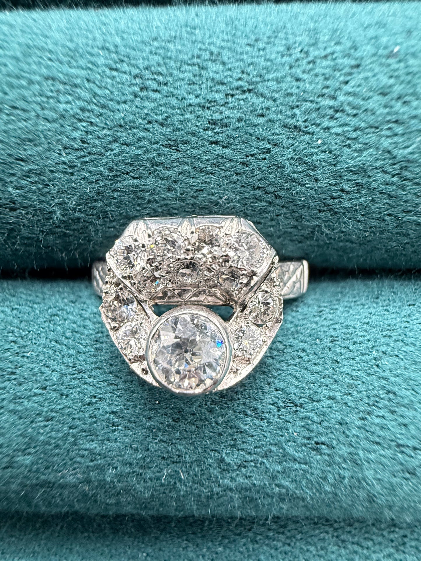 Platinum art deco old cuts diamond ring