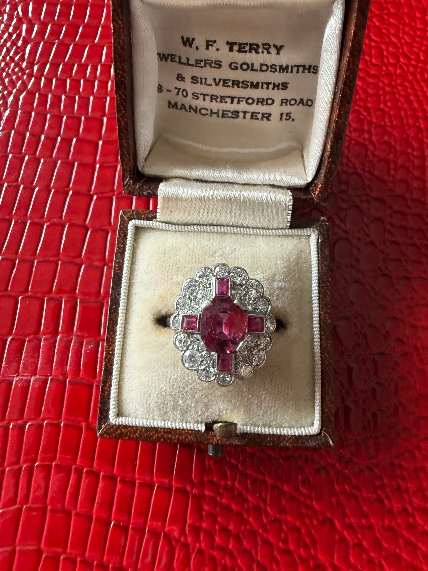 Art deco ruby and diamond ring