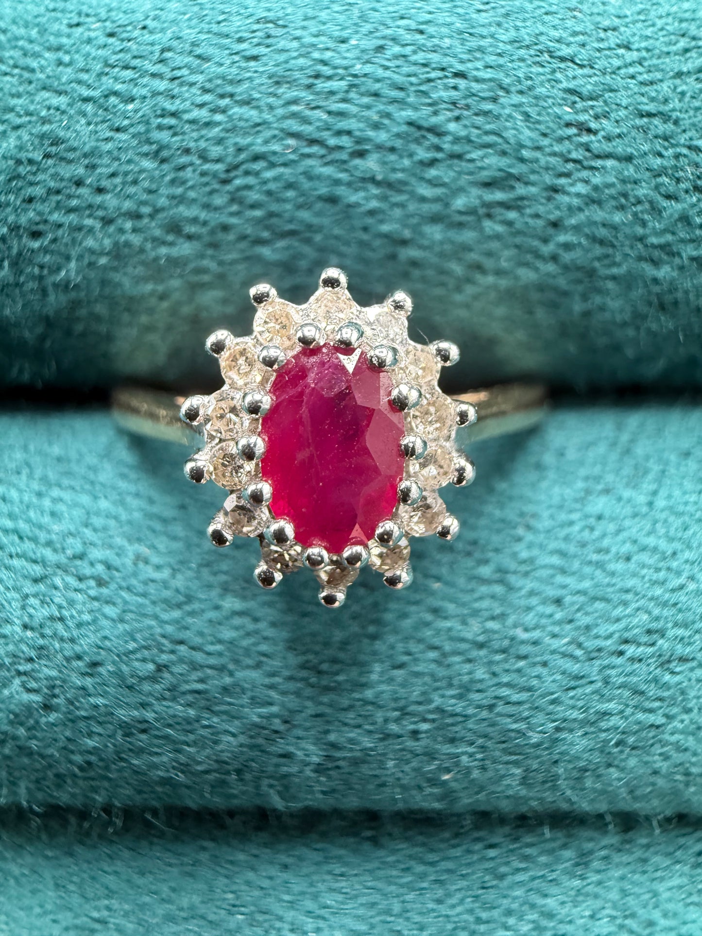 9ct gold ruby and diamond ring