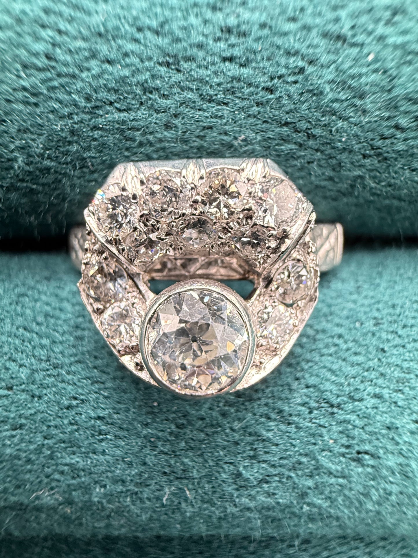 Platinum art deco old cuts diamond ring