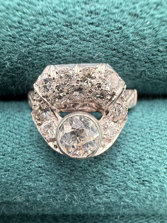 Platinum art deco old cuts diamond ring