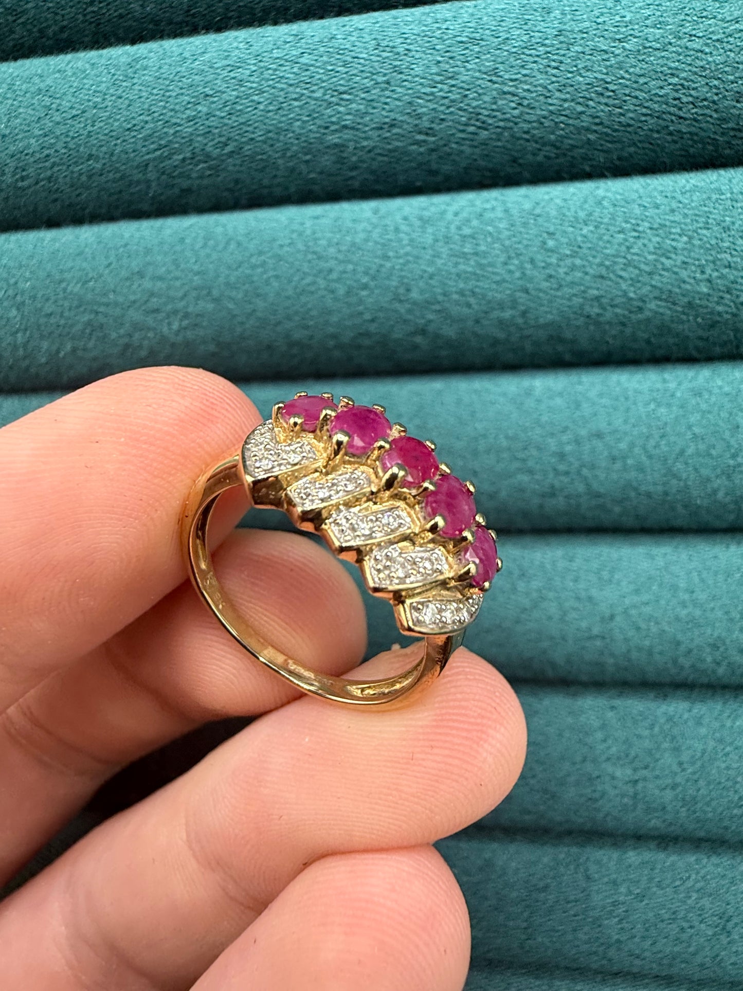 9ct gold ruby and diamond ring