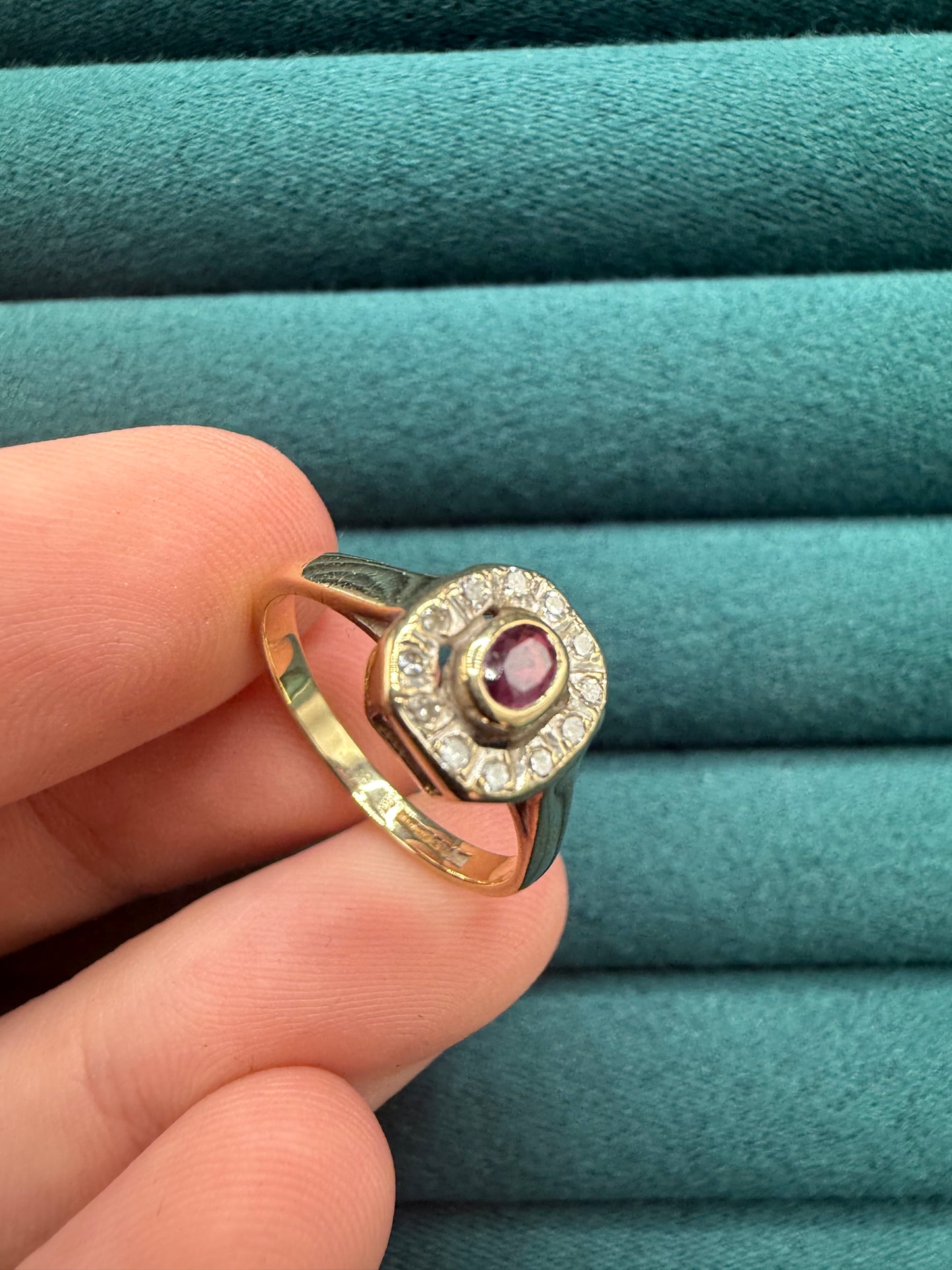 9ct gold ruby diamond ring