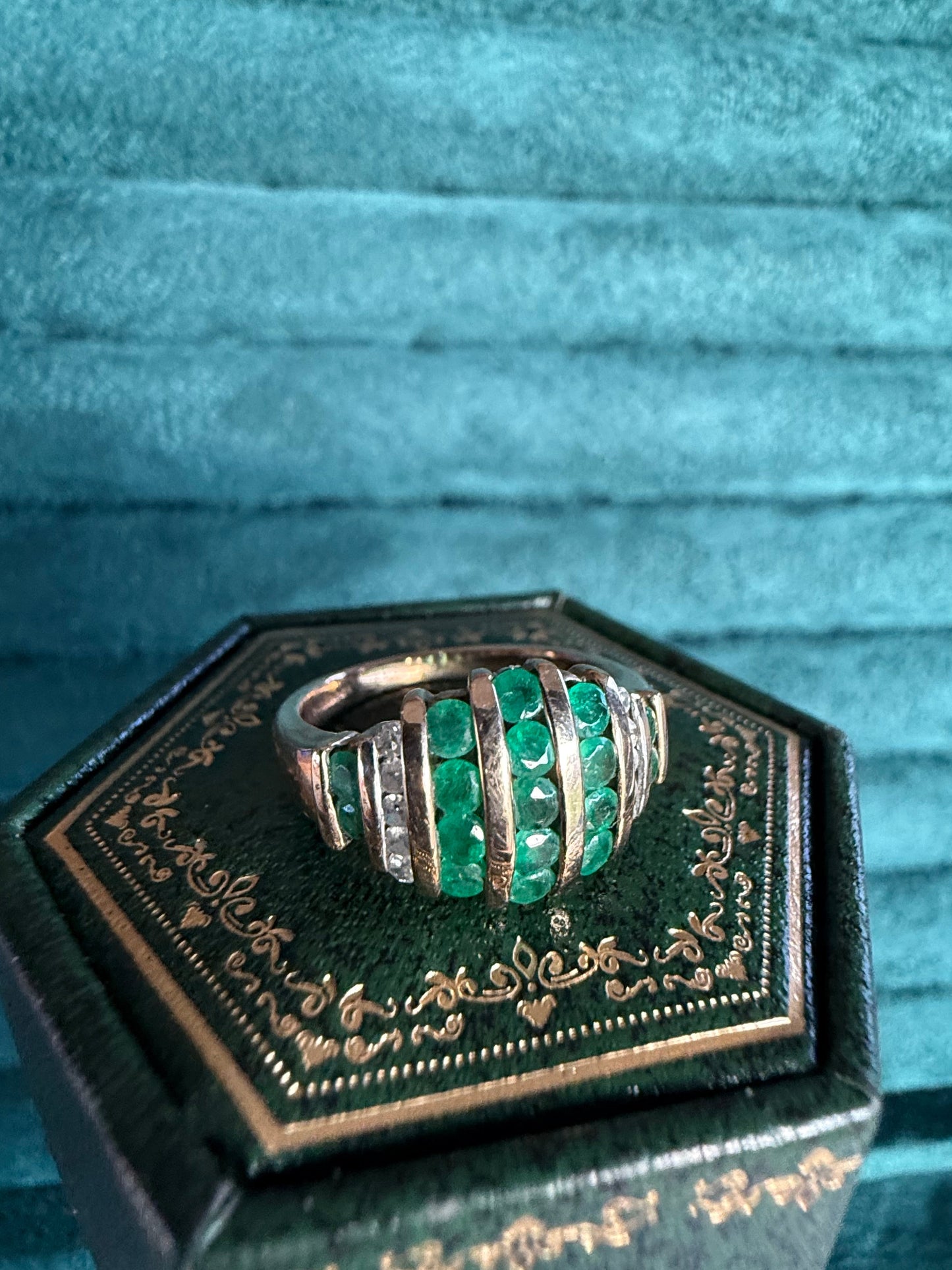 9ct gold Emerald and diamond ring