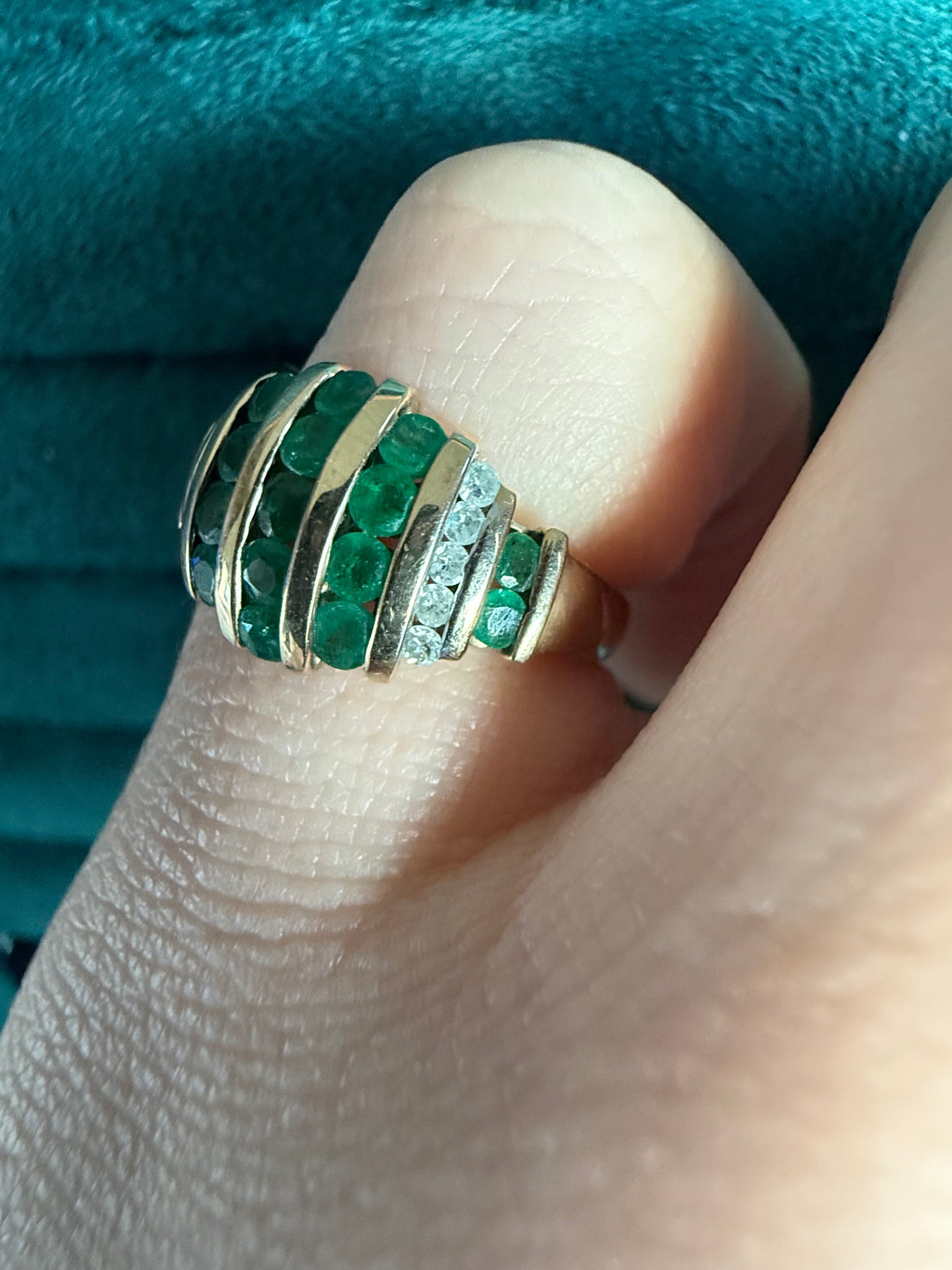 9ct gold Emerald and diamond ring