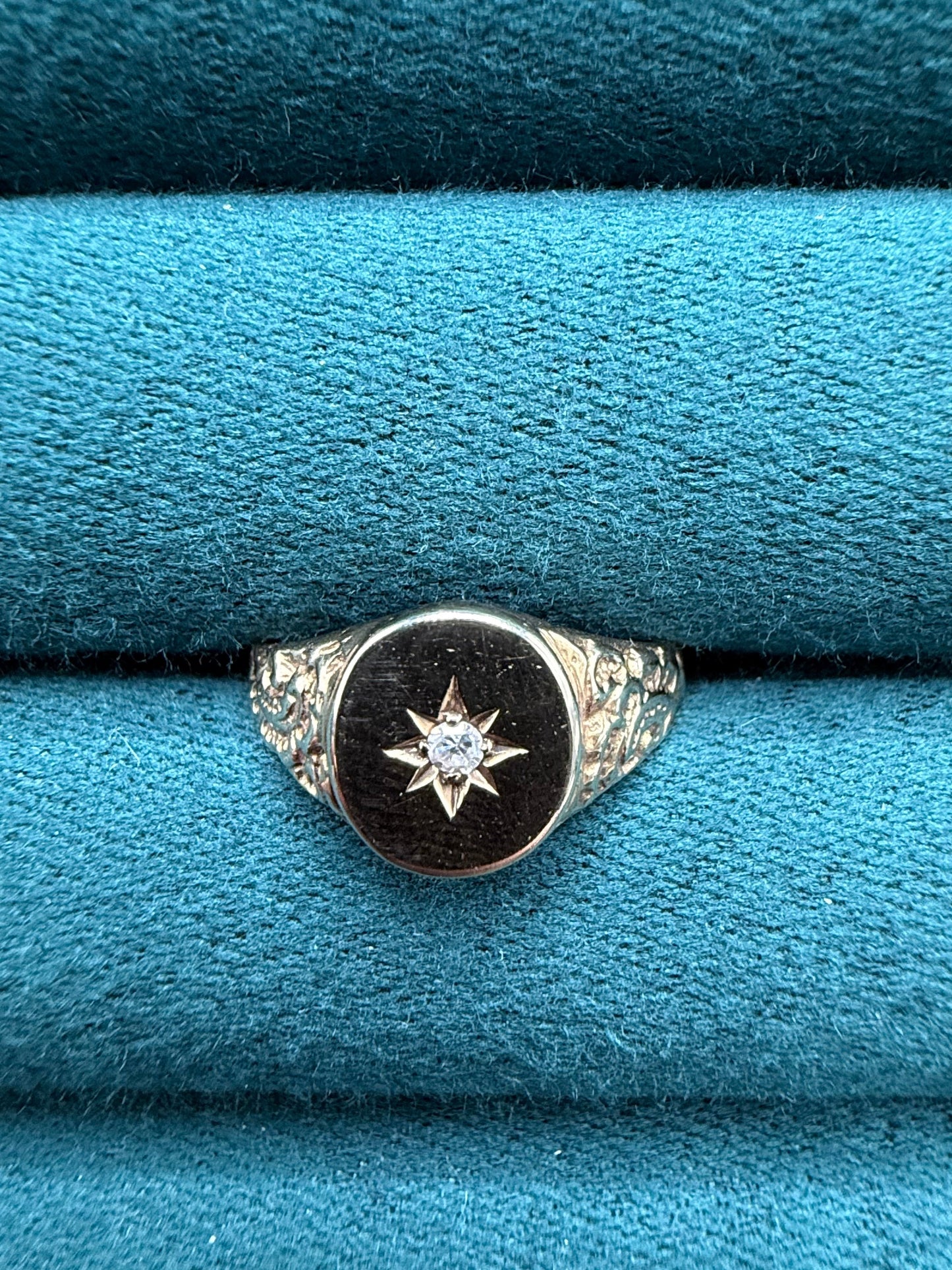 9ct gold diamond signet ring