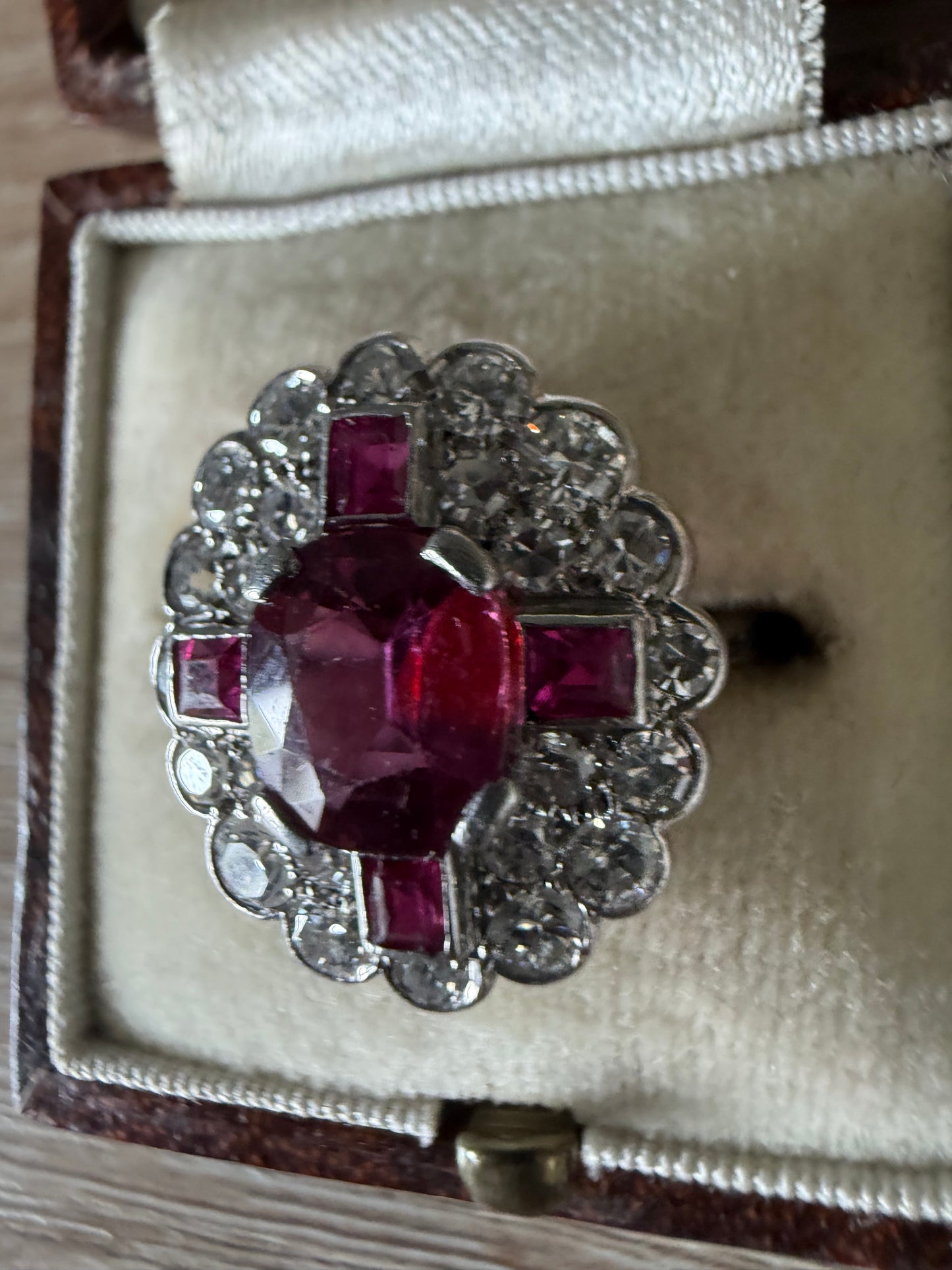 Art deco ruby and diamond ring