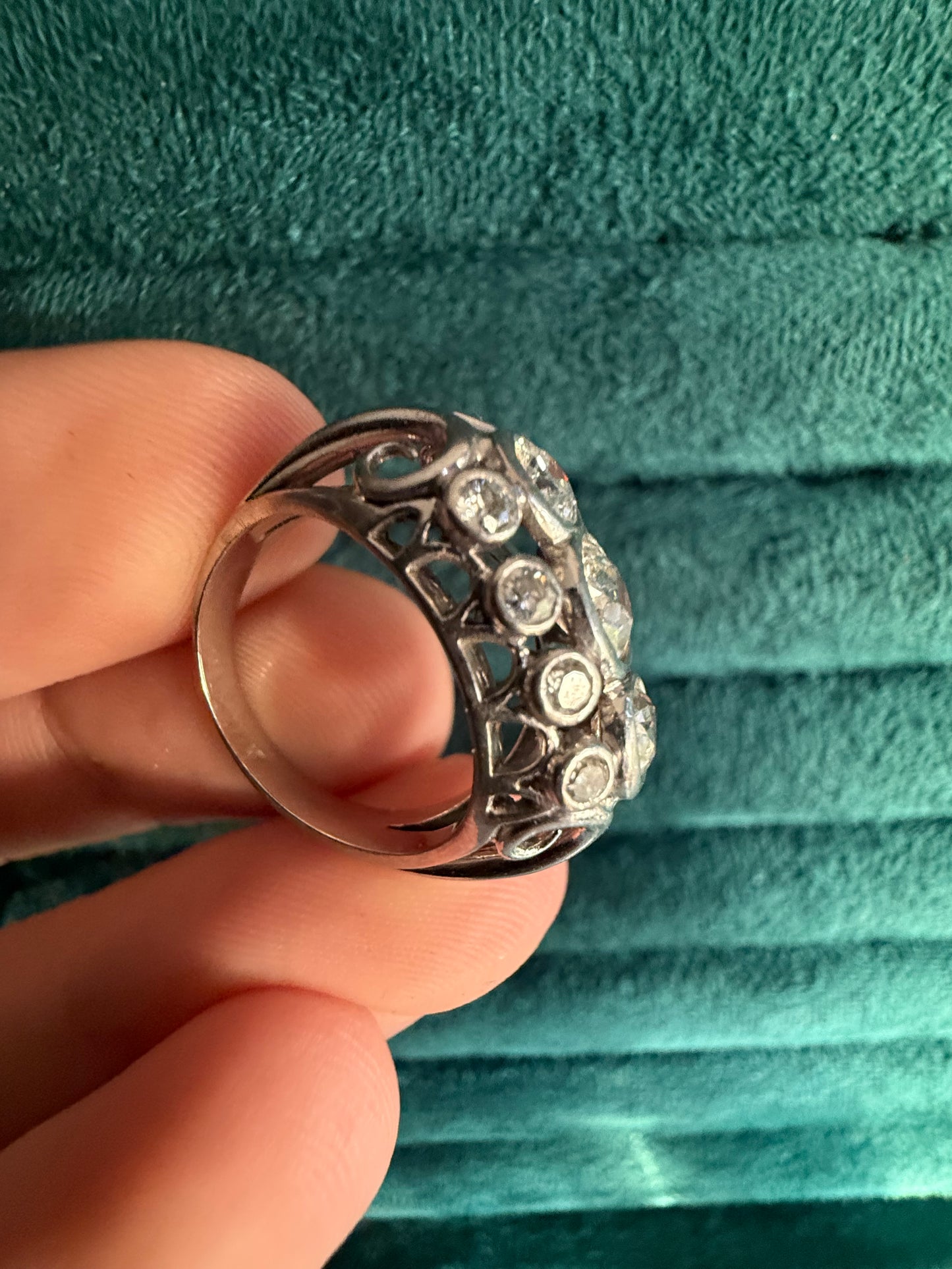 18ct white gold diamond tank ring