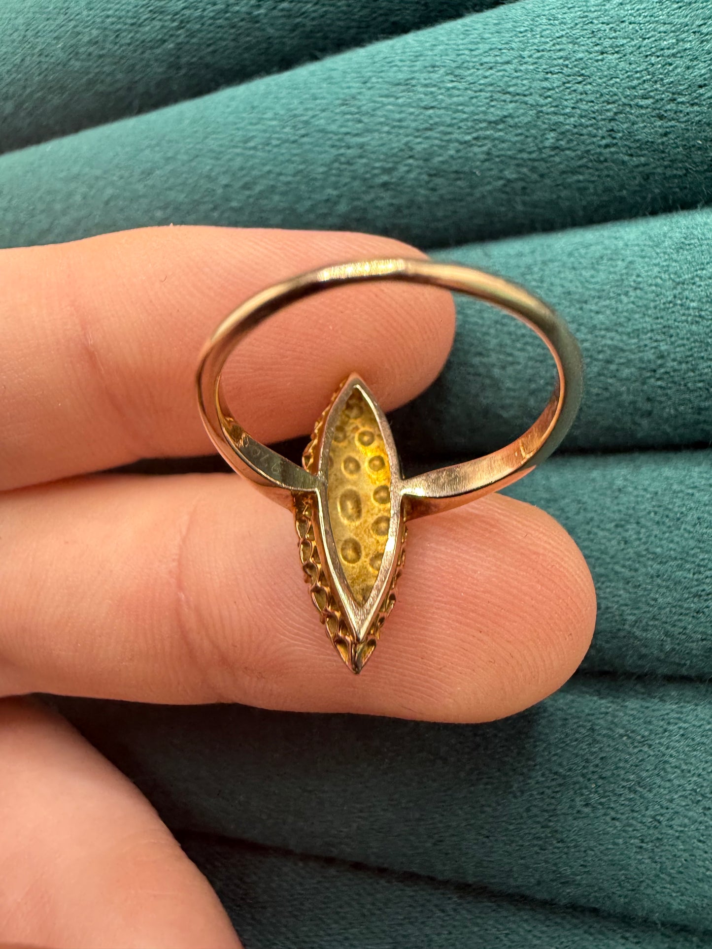 15ct gold rose cut diamond kite shape ring antuiqe