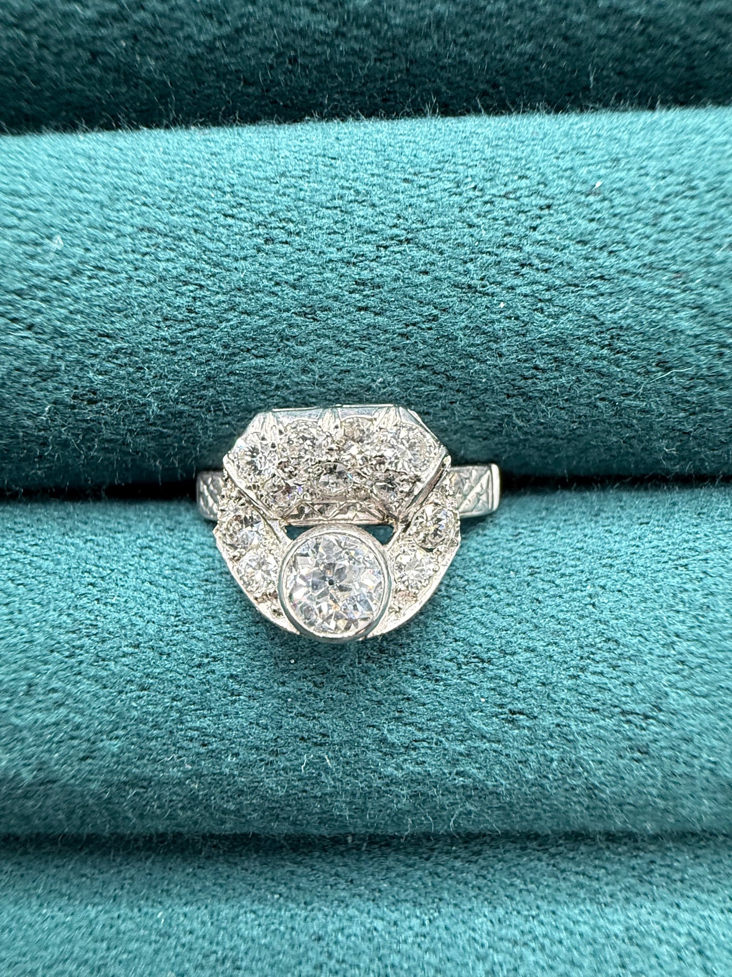 Platinum art deco old cuts diamond ring