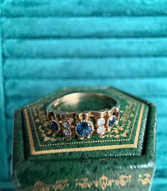 9ct gold sapphire and diamond ring