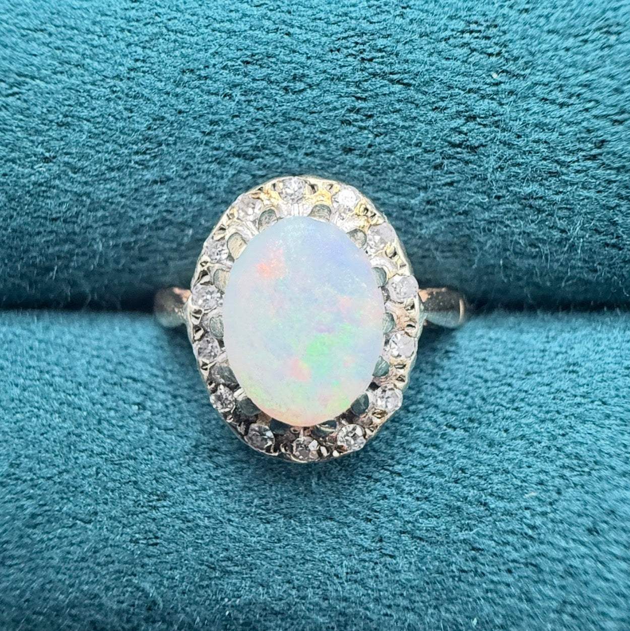 9ct gold opal and diamond ring
