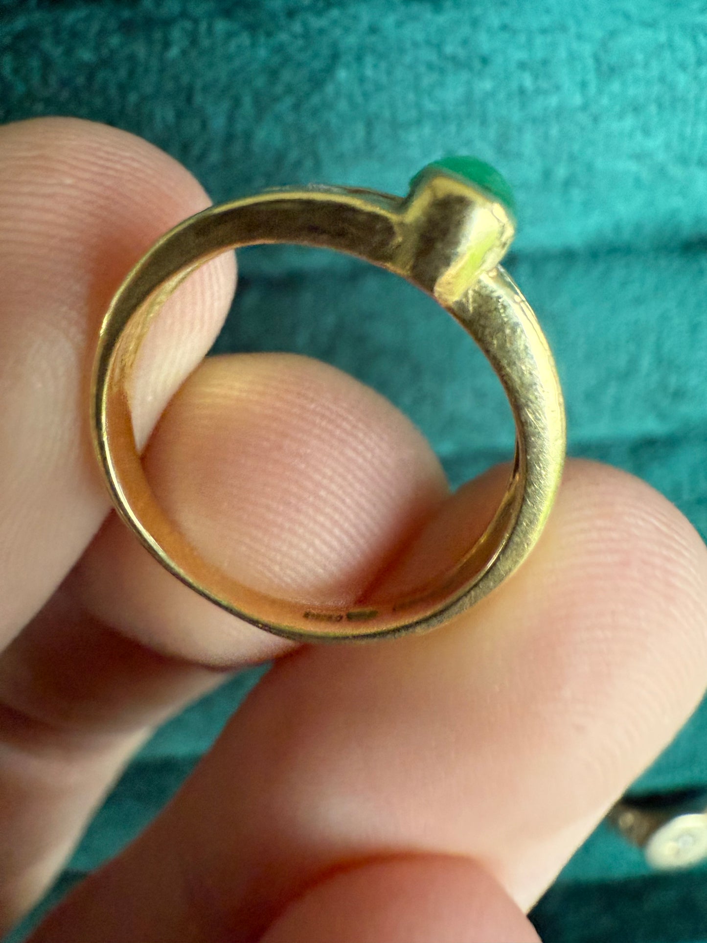 18ct gold cabochon emerald and diamond ring