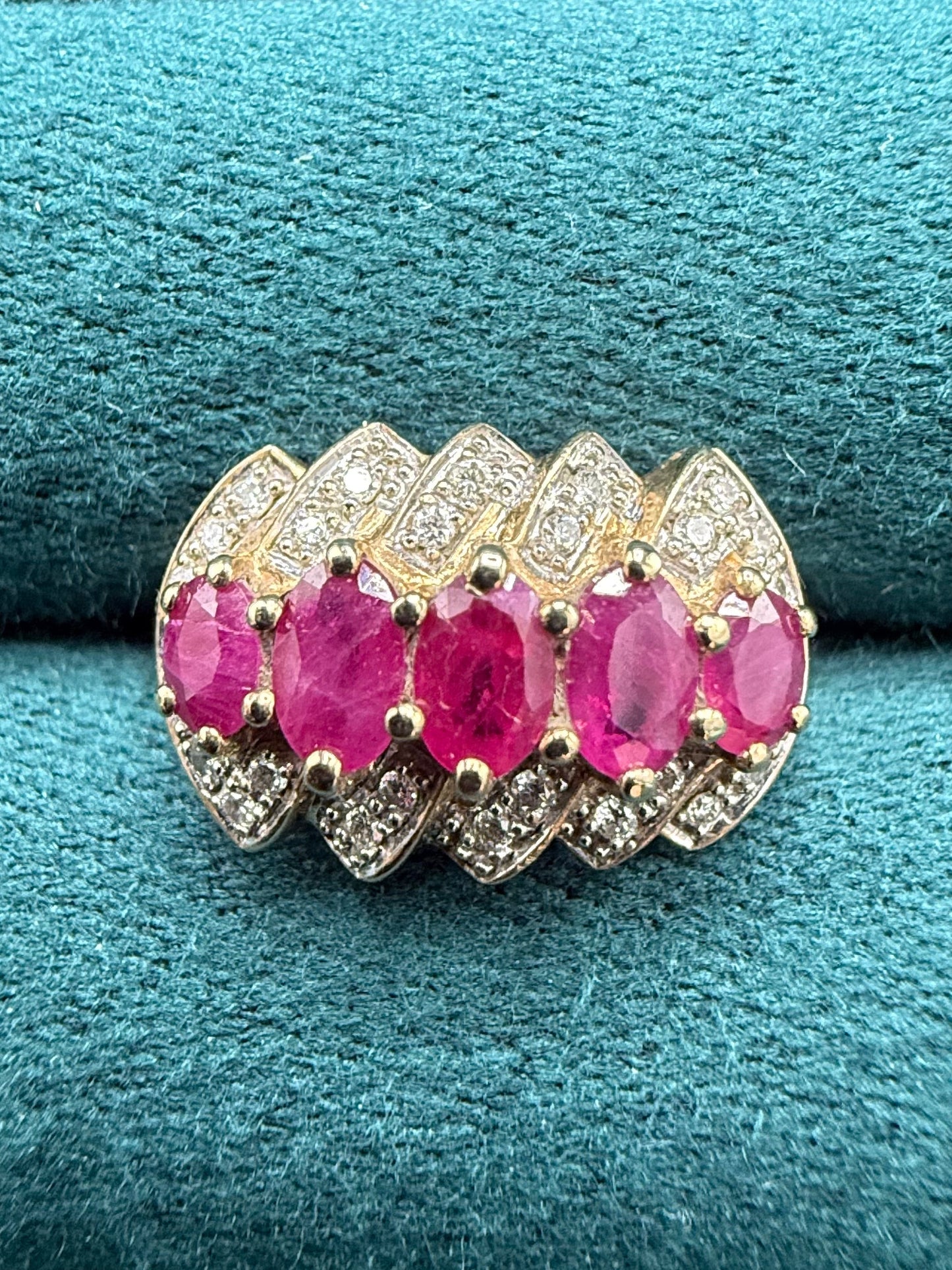 9ct gold ruby and diamond ring