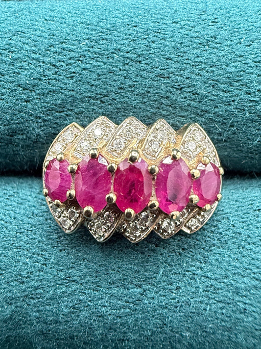 9ct gold ruby and diamond ring