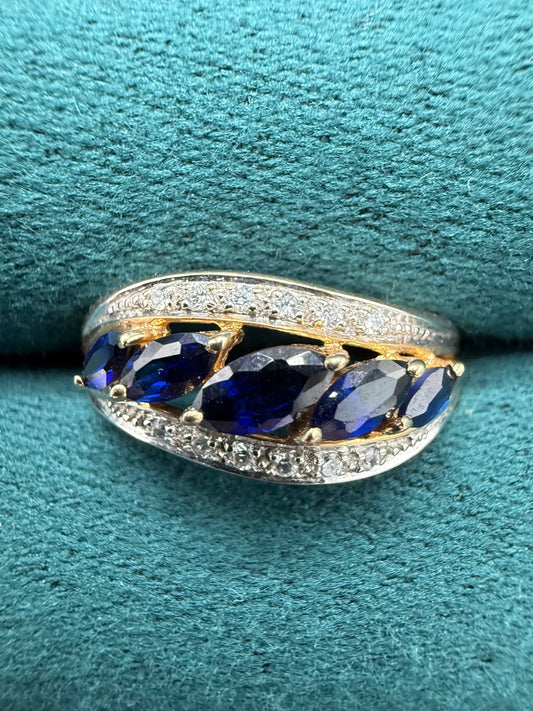 9ct gold sapphire and diamond ring