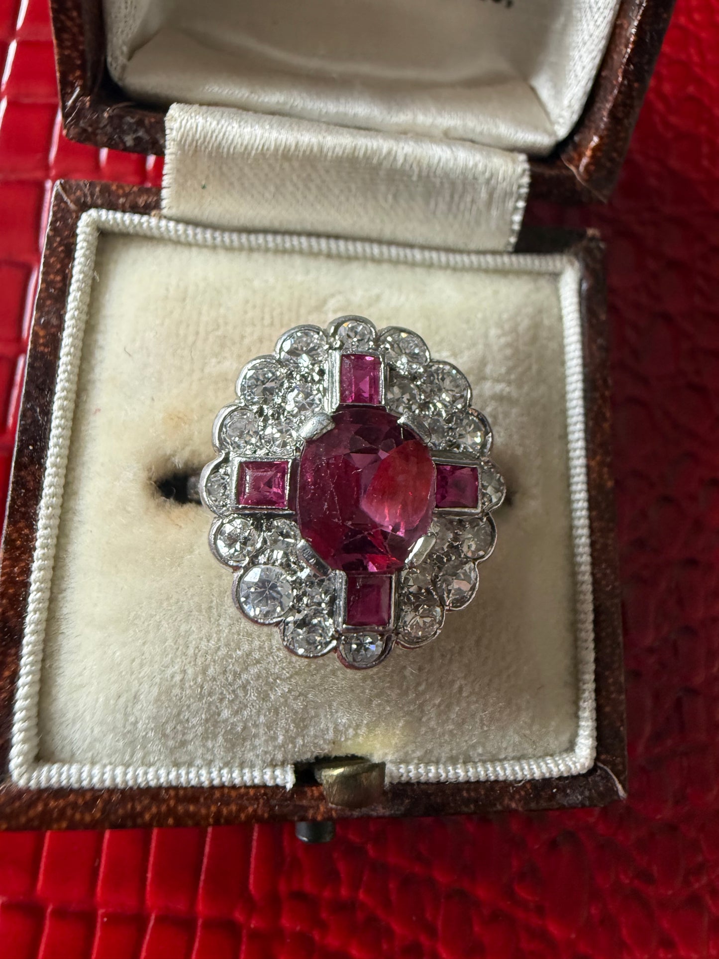 Art deco ruby and diamond ring