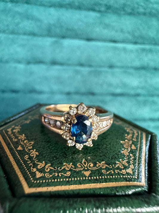 10ct gold sapphire and diamond ring
