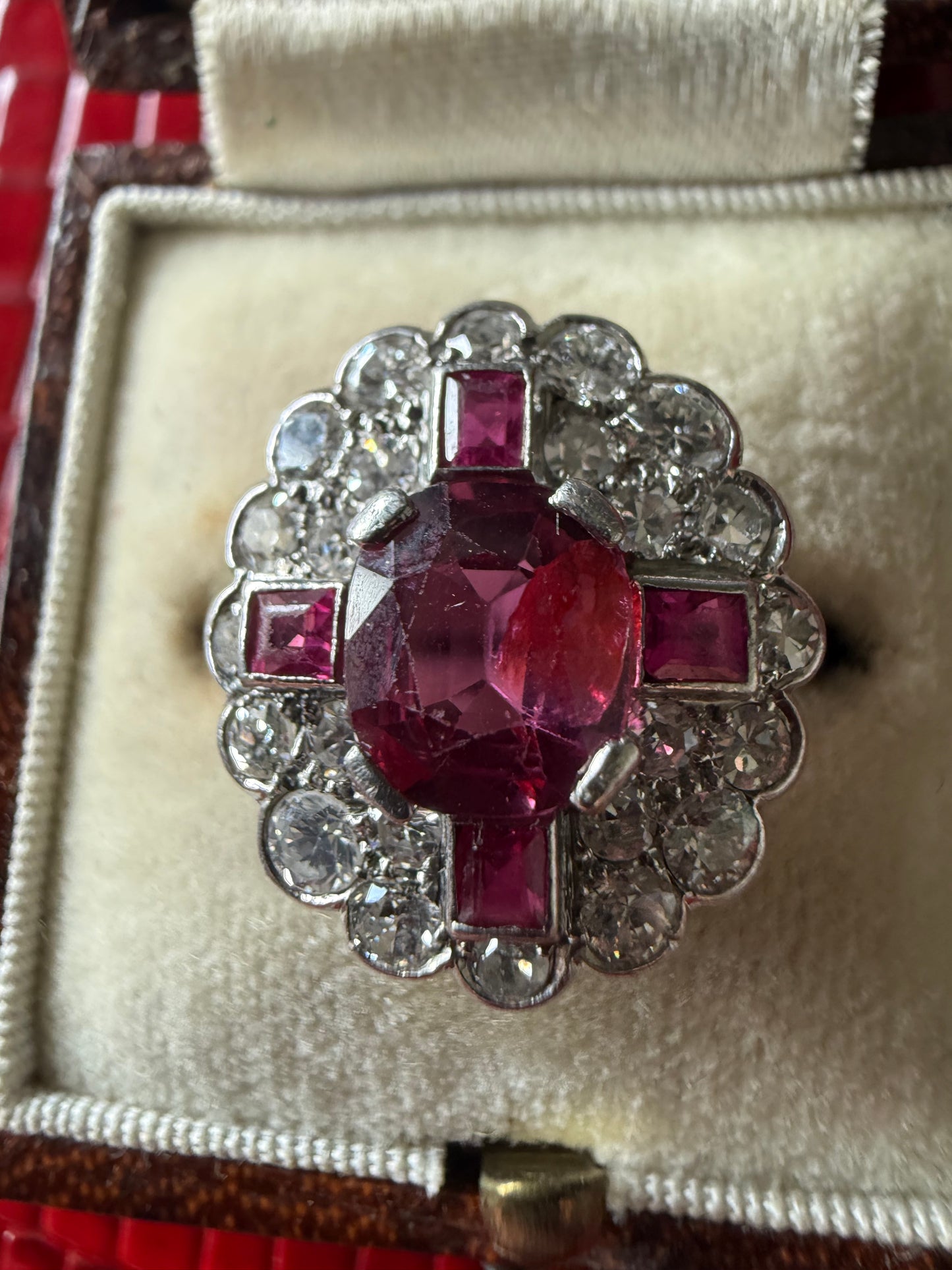 Art deco ruby and diamond ring