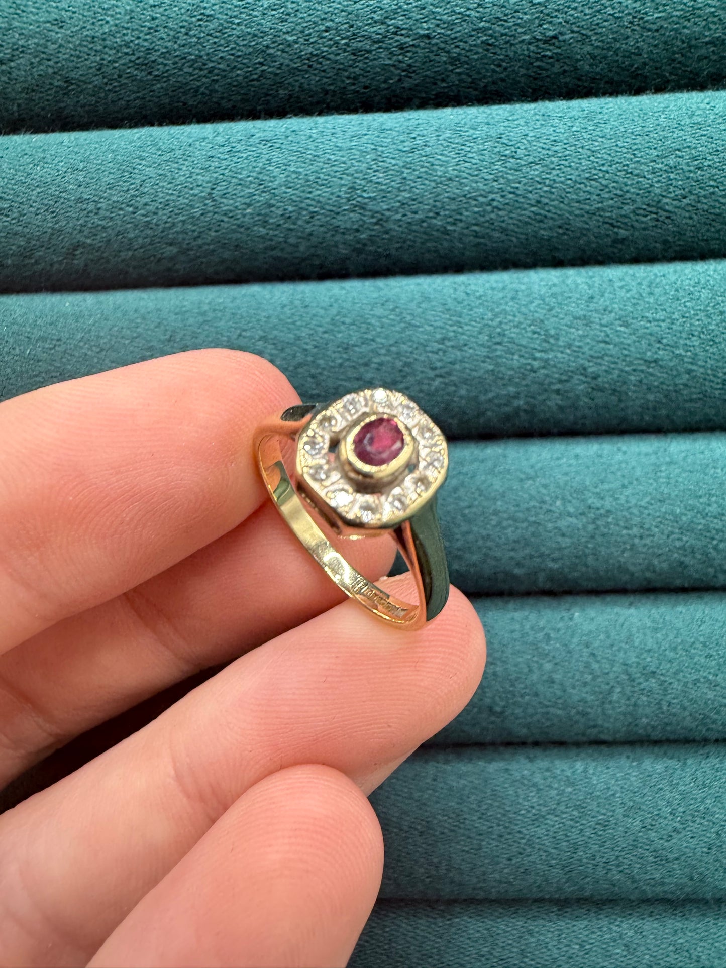 9ct gold ruby diamond ring