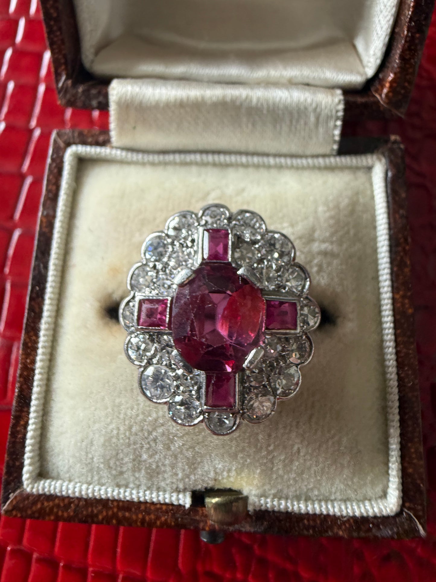 Art deco ruby and diamond ring