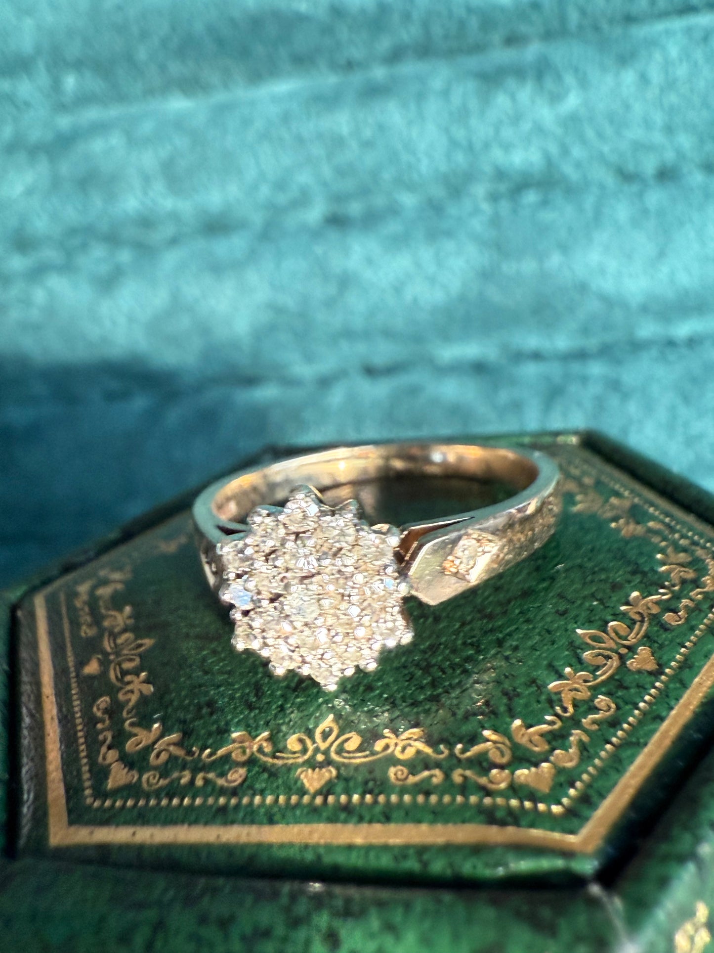 9ct gold diamond cluster ring