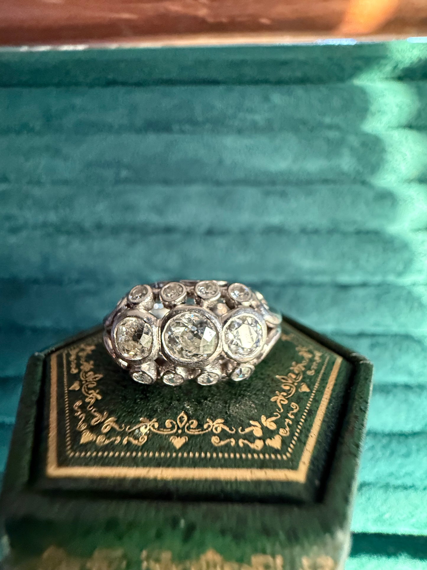 18ct white gold diamond tank ring