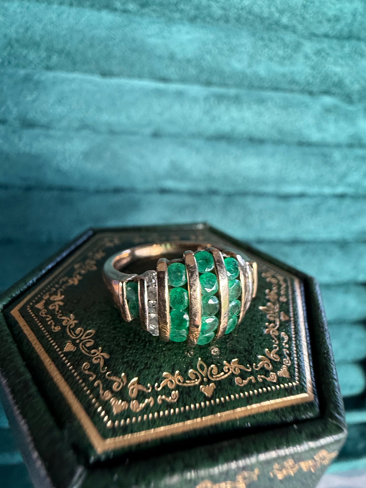 9ct gold Emerald and diamond ring