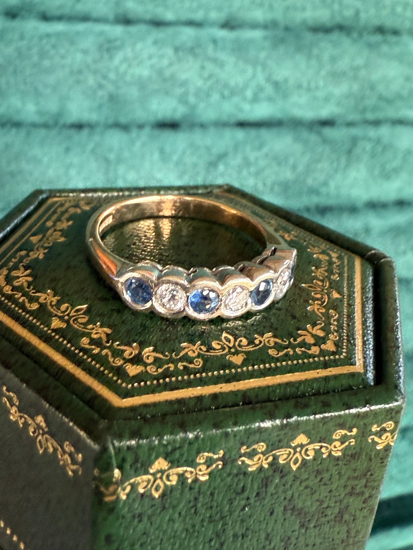 9ct gold sapphire and diamond band ring