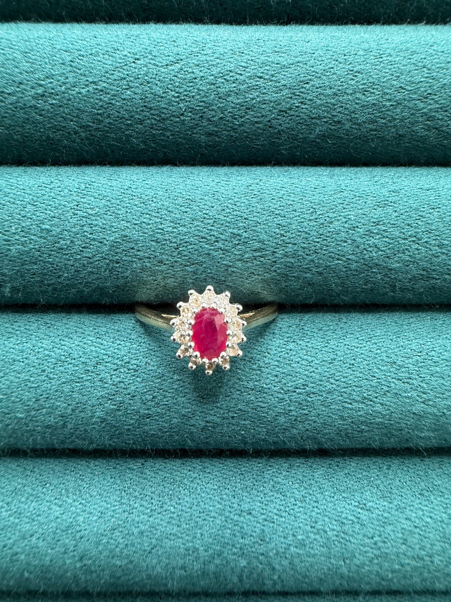 9ct gold ruby and diamond ring
