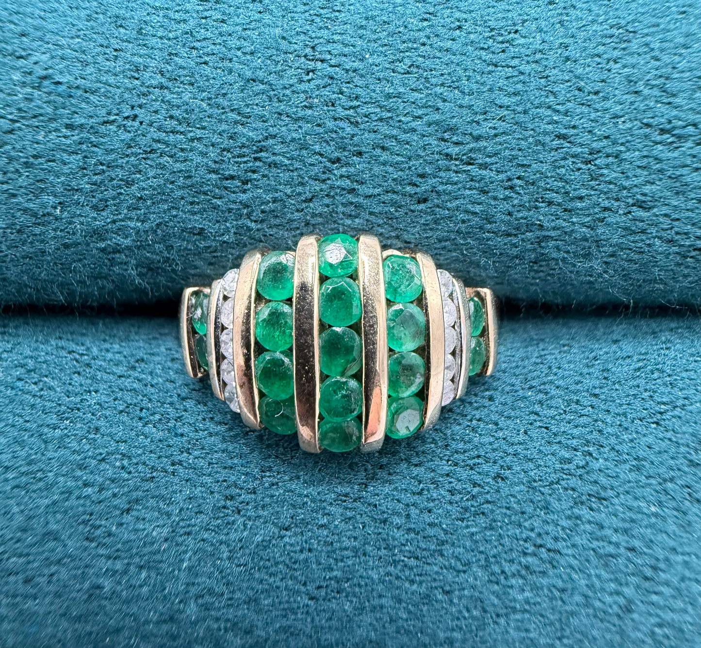 9ct gold Emerald and diamond ring