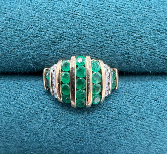 9ct gold Emerald and diamond ring